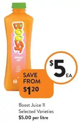 Foodworks Boost Juice 11 Selected Varieties offer