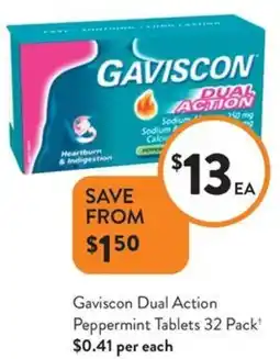 Gaviscon Dual Action Peppermint Tablets