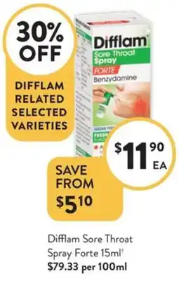 Foodworks Difflam Sore Throat Spray Forte offer