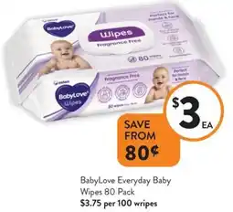 Foodworks BabyLove Everyday Baby Wipes offer