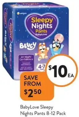 Foodworks BabyLove Sleepy Nights Pants offer