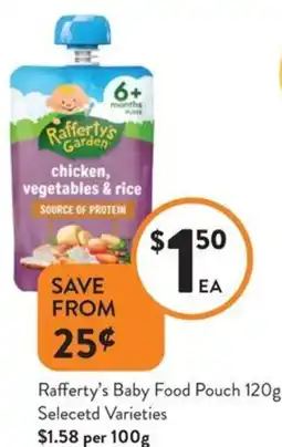 Foodworks Rafferty's Baby Food Pouch offer