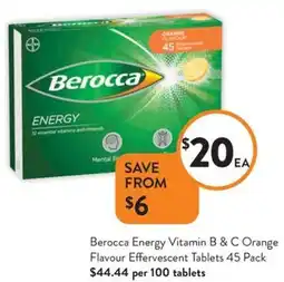 Foodworks Berocca Energy Vitamin B & C offer