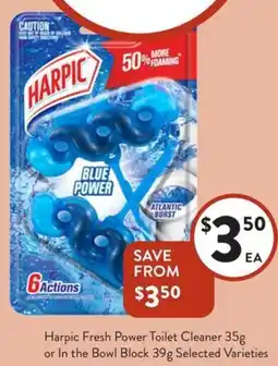 Harpic Fresh Power Toilet Cleaner or In the Bowl Block