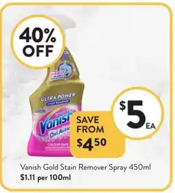 Foodworks Vanish Gold Stain Remover Spray offer