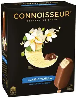 IGA Connoisseur Gourmet Ice Cream 4 Pack or Mini 6 Pack Selected Varieties offer