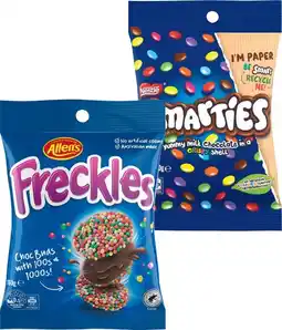 IGA Allen’s Freckles, Nestlé Smarties or Jaffas Share Pack 160g offer