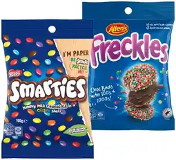 IGA Nestlé Smarties, Allen’s Freckles or Jaffas Share Pack 160g offer