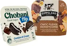 IGA Chobani Flip Greek Yogurt or Gippsland Dairy Yogurt Mix-Ins 140g Selected Varieties offer
