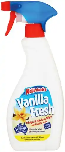 IGA McLintocks Vanilla Fresh Fridge Wipe & Deodoriser 500mL offer