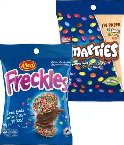 IGA Allen’s Freckles, Jaffas or Nestlé Smarties Share Pack 160g offer