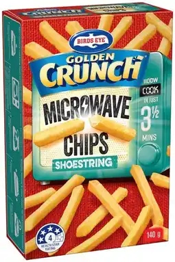 IGA Birds Eye Golden Crunch Microwave Chips 140g Selected Varieties offer
