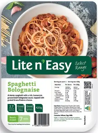 IGA Lite n’ Easy Frozen Meal 390‑455g Selected Varieties offer