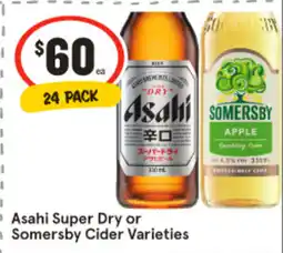 IGA Asahi super dry or somersby cider varieties offer