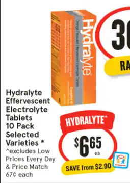 IGA Hydralyte Effervescent Electrolyte Tablets offer