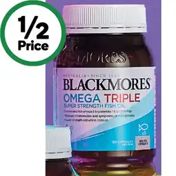 Woolworths Blackmores Omega Triple Super Strength Fish Oil Capsules Pk 150 offer