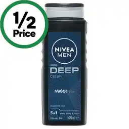 Woolworths Nivea Men Deep 3 in 1 Shower Gel & Body Wash 500ml offer