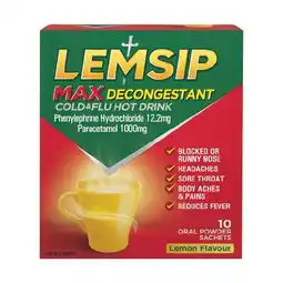 Woolworths Lemsip Max Cold & Flu Hot Drink Pk 10 offer