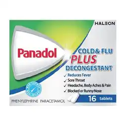 Woolworths Panadol Cold & Flu Plus Decongestant Tablets Pk 16 offer