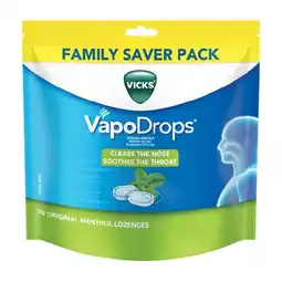 Woolworths Vicks VapoDrops Butter Menthol Lozenges Pk 70 offer