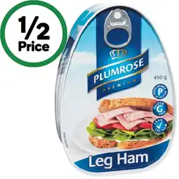 Woolworths Plumrose Leg Ham 450g offer