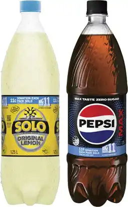 Coles Pepsi or Solo Soft Drink 1.25 Litre offer