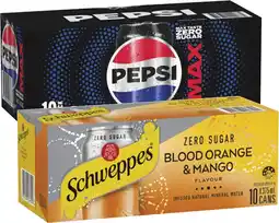 Coles Pepsi or Solo Soft Drink or Schweppes Infused Sparkling Water 10x375mL offer