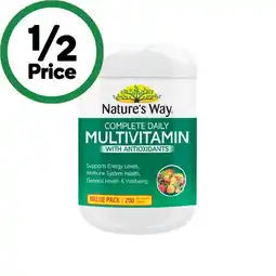 Woolworths Nature’s way daily multivitamin with antioxidants tablets pk 250 offer