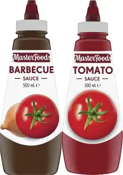 Coles MasterFoods Squeeze Tomato or Barbecue Sauce 475mL-500mL offer