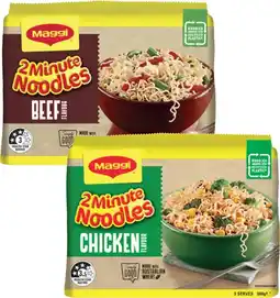 Coles Maggi 2 Minute Noodles 5 Pack 335g-380g offer