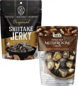 Coles DJ&A Shiitake Mushroom Crisps or Jerky 60g-65g offer