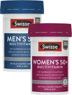 Coles Swisse Ultivite Men's or Women's 50+ Tablets 60 Pack offer
