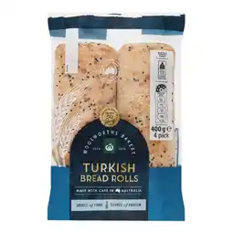 Woolworths Woolworths Turkish Bread Rolls 400g Pk 4 or Loaf 400g offer