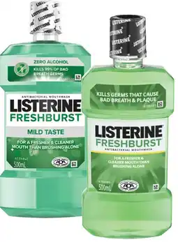 Coles Listerine Freshburst or Freshburst Zero Mouthwash 500mL offer