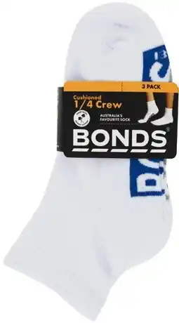 Coles Bonds Kid's Logo Quarter Crew Socks 3 Pack offer