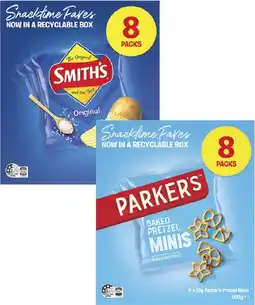 Coles Smith's Crinkle Cut or Parker's Pretzels 8 Pack 152g-200g offer