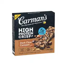Woolworths Carman’s High Protein Crisp Bars 250g Pk 5 offer