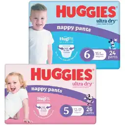 Woolworths Huggies Ultra Dry Nappy Pants Pk 24-36 offer