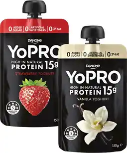 Coles Danone YoPro Protein Yoghurt Pouch 150g offer