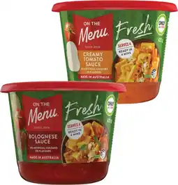 Coles NEW On The Menu Pasta Sauce 425g offer