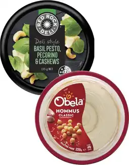 Coles Obela Garnished Hommus Dip 220g or Red Rock Deli Dip 135g offer