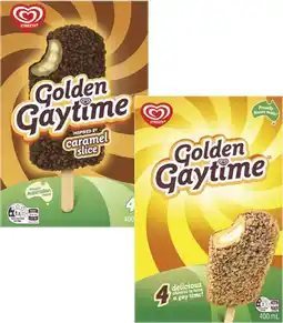Coles Streets Golden Gaytime Sticks 4 Pack 400mL offer