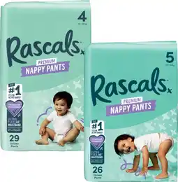 Coles Rascals Premium Nappy Pants 22 Pack-29 Pack offer