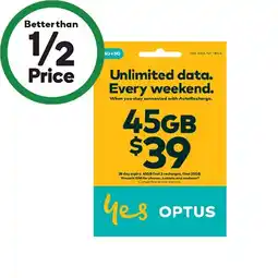 Woolworths Optus $39 SIM‡ offer