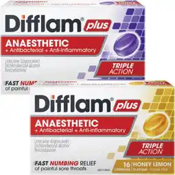 Coles Difflam Plus Anaesthetic Lozenges 16 Pack^ offer