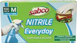 Coles Sabco Nitrile Everyday Disposable Medium Gloves 100 Pack offer