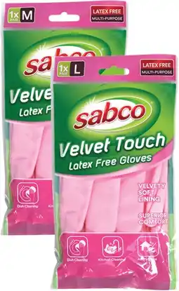 Coles Sabco Velvet Touch Gloves Medium or Large 1 Pack offer