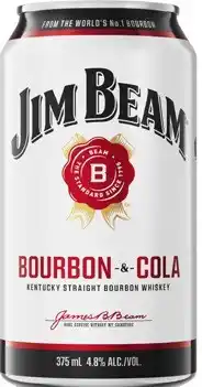 Coles Jim Beam White & Cola Cans 6x375mL offer
