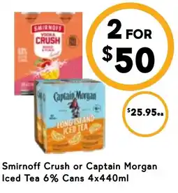 Drakes Smirnoff crush or captain morgan iced tea offer