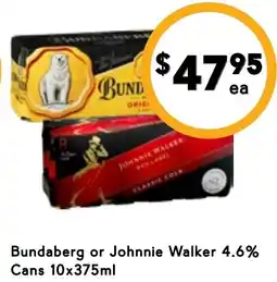 Drakes Bundaberg or Johnnie Walker 4.6% offer